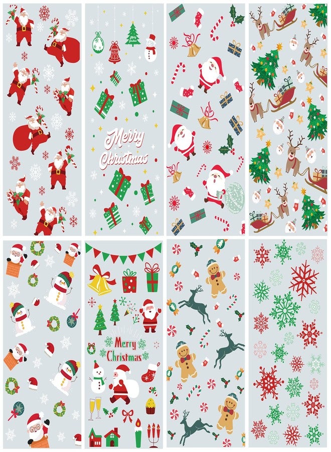 CUUSNNY 100 PCS Christmas Cellophane Treat Bags,9 Styles Clear Xmas Candy Goodie Bags with Twist Ties for Holiday Party Favors,Santa Claus Snowman Snowflake Gift Bags - Image 1